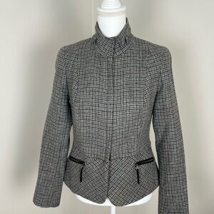 Talbots Checkered Peplum Wool Blend Blazer
